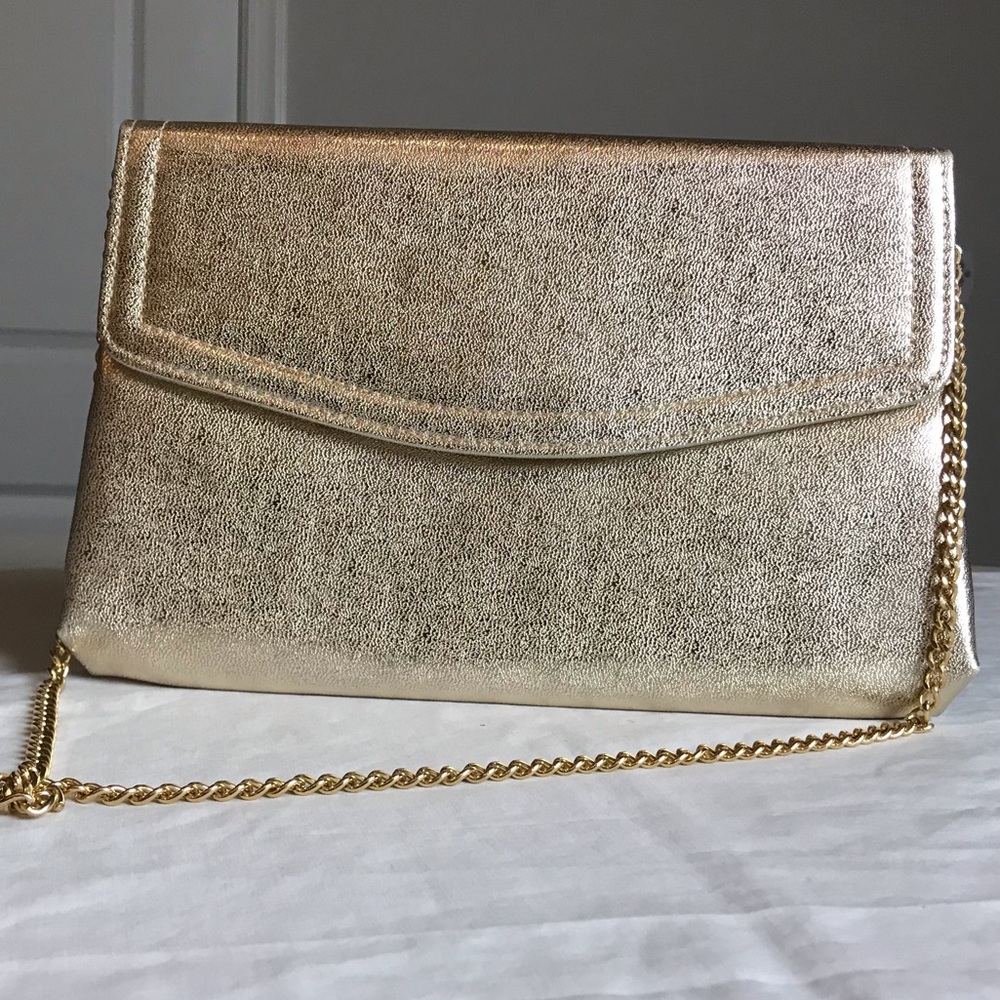 Gold clutch or over the shoulder bag